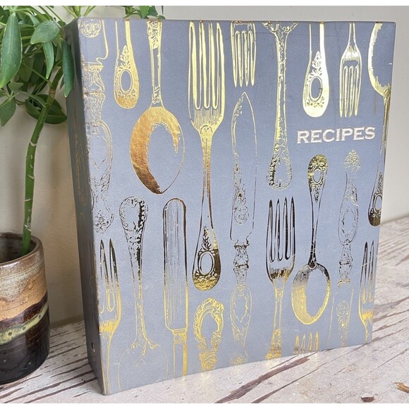 Other - Vintage Eccolo Recipe Binder Organizer Keeper Gold Utensils Culinary Great Gift